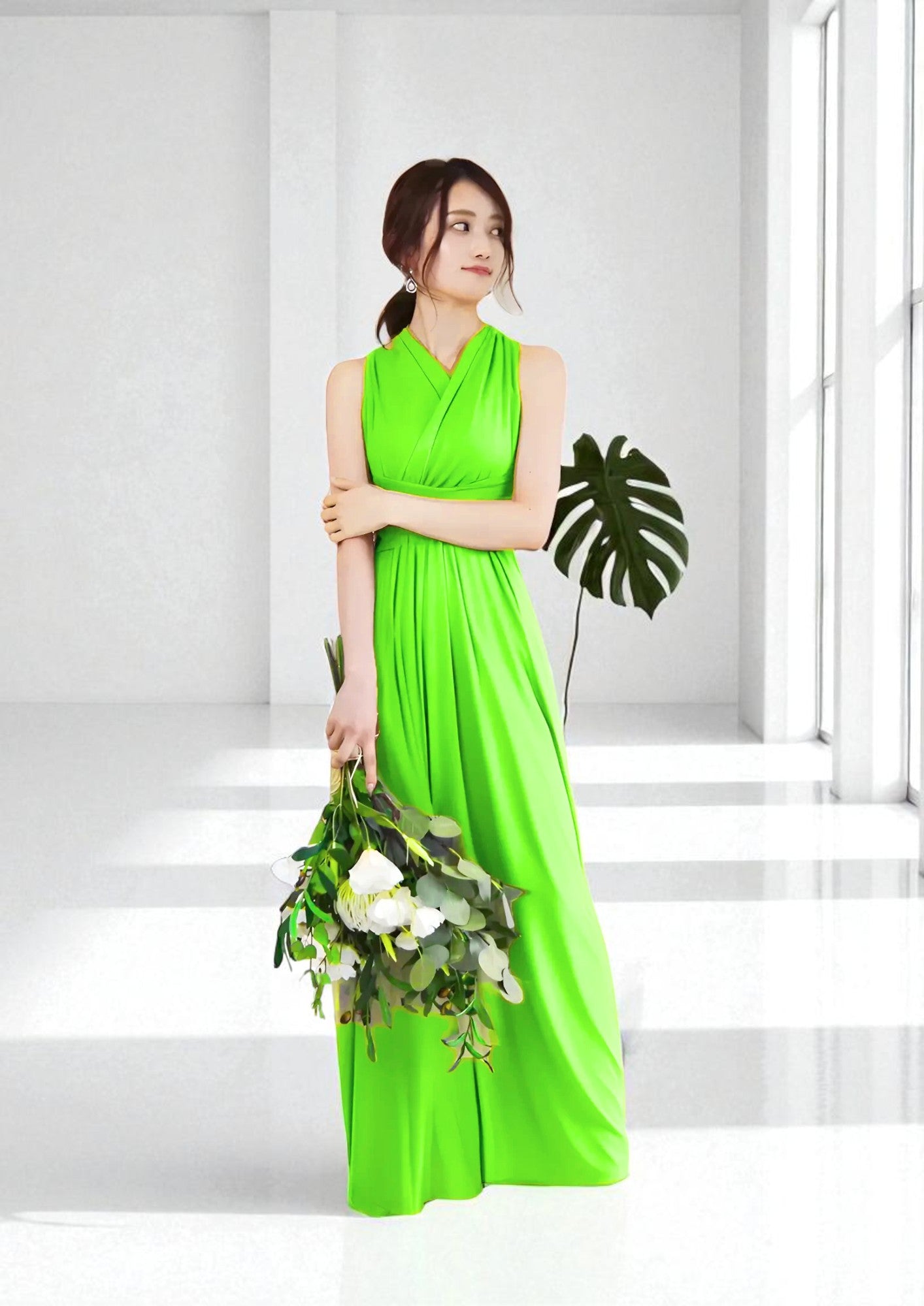 ネオン全3色 TW001 ツイスト＆ラップ ロング インフィニティドレス[お