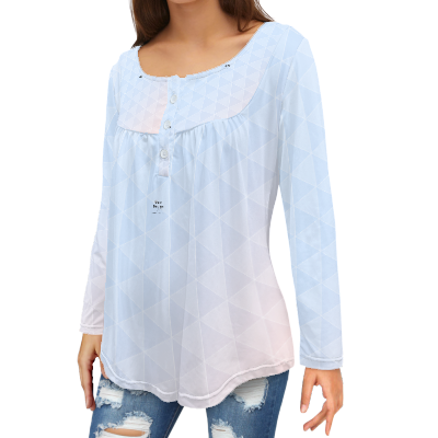 カスタムプリント レディース ラウンドネック長袖Tシャツ | D36