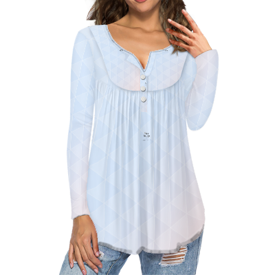カスタムプリント レディース ラウンドネック長袖Tシャツ | D36